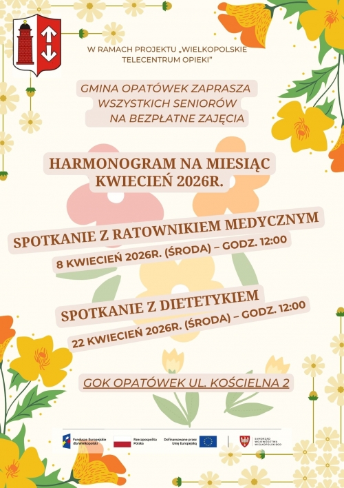 Zdjęcie do aktualności: Wielkopolskie Telecentrum Opieki - harmonogram kwiecień 2026 r.  wiecej