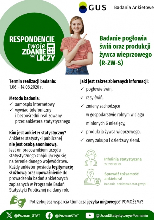 Zdjęcie do aktualności: Badanie pogłowia świń oraz produkcji żywca wieprzowego (R-ZW-S) wiecej